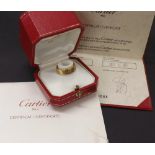 Cartier 18ct 'Love' band ring, serial no. 936149, signed, 8.8gm, ring size P-, 6mm *with Cartier box