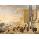 Continental School (19th century) - Courtiers and other figures beside Classical buildings in a