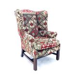 Good wingback Kelim upholstered chair, 45" high, 32" wide, 35" deep