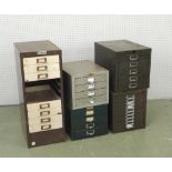 Five small steel cabinets suitable for storing watchmakers parts and accessories