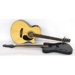 SX SA3-SK-NA electro-acoustic guitar; together with a Thinline Telecaster style guitar body/neck