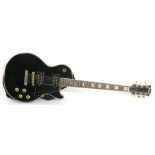 Jedson Les Paul Custom style electric guitar, made in Japan, black finish with various lacquer