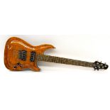Michael Kelly VEX Exotic X electric guitar, made in China, amber flame finish, light surface marks