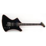 1980s Washburn A-20 electric guitar, ser. no. 8xxxx1, black finish with heavy wear including