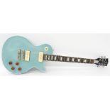 Custom build 'Voodoo Soul' Les Paul style electric guitar, crude light blue finish, Gibson