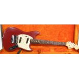 1966 Fender Mustang electric guitar, made in USA, ser. no. 1xxxx5, Dakota red finish with typical