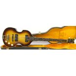 Hofner 500/1 violin bass guitar, made in Germany, brunette finish with cracking to the lacquer and