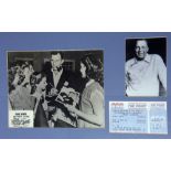 Framed photograph of Frank Sinatra, signed "To John, Many thanks Frank Sinatra '91" above a ticket