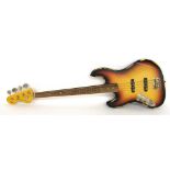 Perry Bamonte - Vintage Icon Series VJ74 left-handed fretless bass guitar, relic sunburst finish,