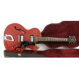 1963 Guild T100D hollow body electric guitar, made in USA, ser. no. 2xxx2, refinished in red,
