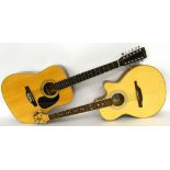 Westfield twelve string acoustic guitar; together with a Guvnor GA555CE electro-acoustic guitar,