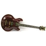 DBZ Imperial electric guitar, made in Korea, ser. no. W3xxxxx2, red flame finish, lacquer crack to