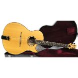Oakwood Mistral acoustic guitar, made in England, circa 2001, natural finish, hard case,