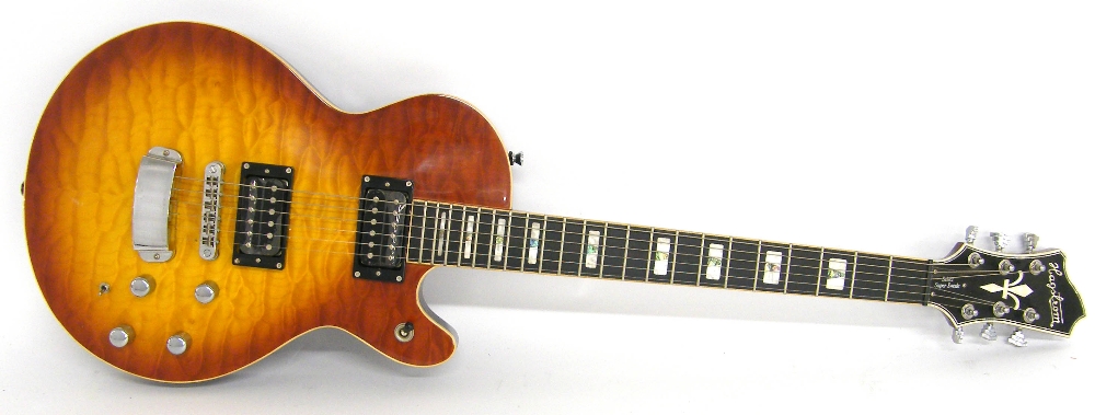 Hagstrom Select Super Swede electric guitar, made in China, ser. no. M11xxxxx9, quilted amber