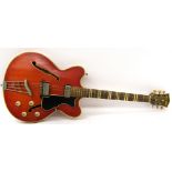 1963 Hofner Verithin hollow body electric guitar, ser. no. 1xx2, red finish with typical wear for