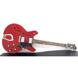 Hagstrom Viking hollow body electric guitar, cherry finish with some light surface marks,