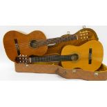 Artesanas Nogal classical guitar in need of restoration, hard case; together with a Hohner NC-05