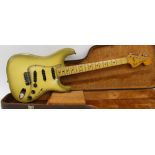 1979 Fender Stratocaster electric guitar, made in USA, ser. no. S9xxxx6, Antigua finish with wear