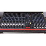 Spirit by Soundcraft LX7 24 channel studio mixer, within a heavy duty flight case