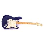 Squier by Fender Stratocaster electric guitar, made in Korea, ser. no. VN7xxxx8, blue finish with