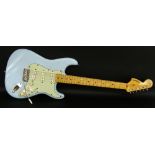 Strat style custom build electric guitar, comprising reverse head maple neck - probably by
