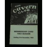 1963 Cavern Club membership card bearing autographs of George Harrison, Bill Wyman, Mick Jagger,