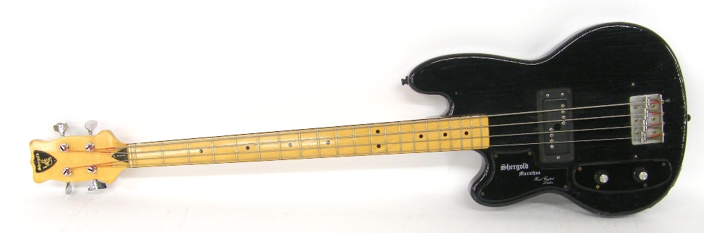 Perry Bamonte - Shergold Marathon Stereo left-handed bass guitar, black finish with typical
