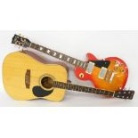 Fleetwood Les Paul style electric guitar, cherry sunburst finish, most hardware defaced, electrics