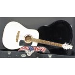 Washburn D10SWH electro-acoustic guitar, made in China, ser. no. CC09xxxxx32, white finish with