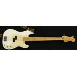 2001 Fender Precision bass guitar, made in Mexico, ser. no. MX1xxxxx6, Olympic white finish,