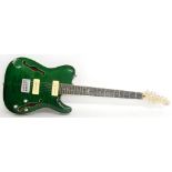 Raven West Skyranger hollow body electric guitar, green flame maple finish, electrics in working
