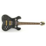 Black Carbon Guitars Colourful World electric guitar, made in England, distressed black finish, soft