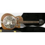 Vintage Resonator electro-acoustic guitar, replaced nut, replaced truss rod cover, head crudely