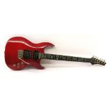 Hagstrom Ultralux XL-5 electric guitar, red finish with light surface marks, electrics in working