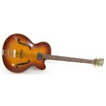 1964 Hofner Senator bass guitar, made in Germany, ser. no. 1xx1, brunette finish with lacquer