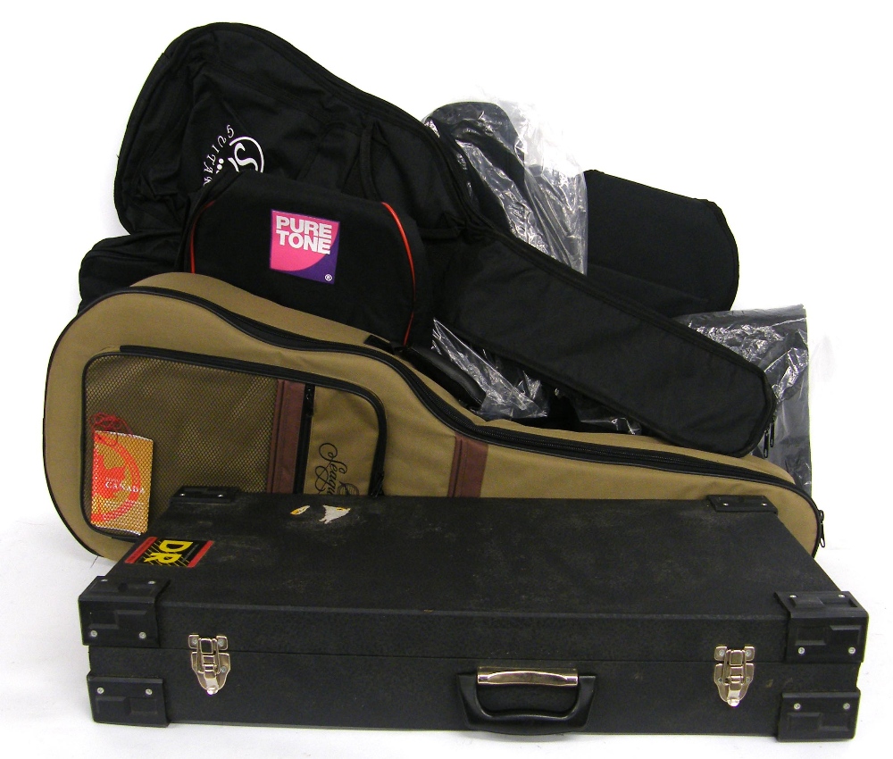 Seagull semi-rigid design acoustic gig bag (as new); together with six various new guitar gig bags