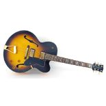 Tanglewood JZ503 hollow body electric guitar, sunburst finish, typical wear to gold plated hardware,