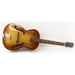 Hofner Congress archtop guitar, circa 1958, ser. no. 3xx8, brunette finish with typical wear for