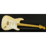 Good quality custom Strat style electric guitar comprising a Fender Licensed Warmoth neck, MJT
