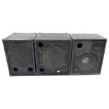 Three bass amplifier speaker cabinets