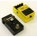 Boss Turbo Overdrive OD-2 guitar pedal; together with a Eurotec Micro-Phase guitar pedal (faulty) (