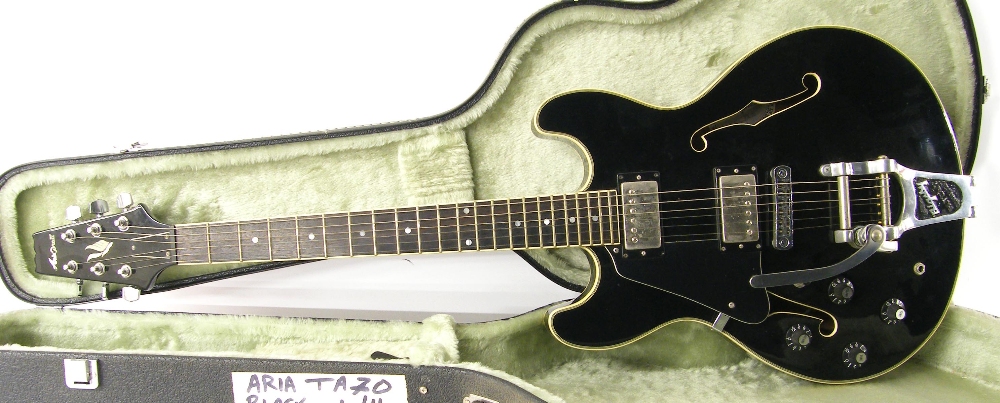 Perry Bamonte - Aria Pro II TA-70 left-handed hollow body electric guitar, made in the Aria Custom