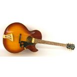 Washburn J4HB hollow body electric guitar, made in China, sunburst finish, electrics in working