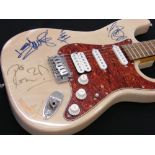 Rolling Stones autographed Ace Pro electric guitar, bearing the signatures of Mick Jagger, Keith