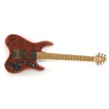 Black Carbon Guitars Super Six electric guitar, made in England, metallic red custom finish,