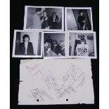 Set of Rolling Stones autographs on a piece of folded paper, including Mick Jagger, Keith