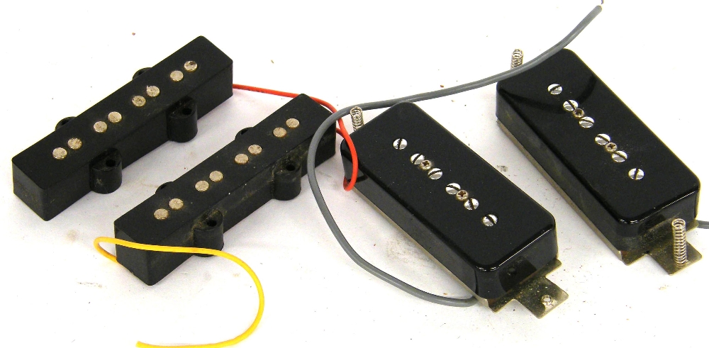 Two P90 type guitar pickups; together with two Jazz Bass type guitar pickups