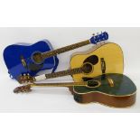 Three Freshman acoustic guitars, including models FA1DLX, FA100BL, and one other (3)