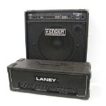 Fender Rumble 150 bass amplifier; together with Laney Linebacker 50 reverb guitar amplifier head (