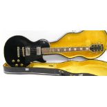 1970s Eros Les Paul Custom style electric guitar, made in Japan, black finish with scratches and